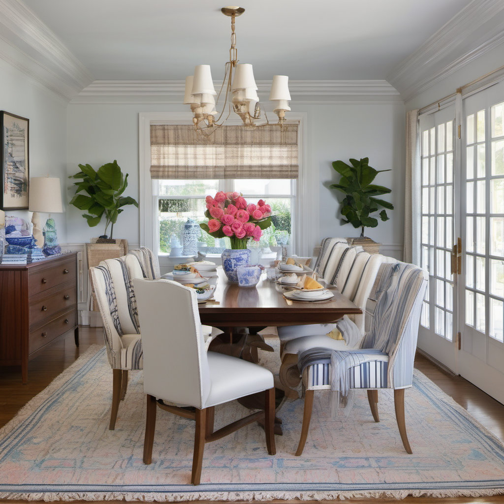 Chic and Comfortable Preppy Dining Room