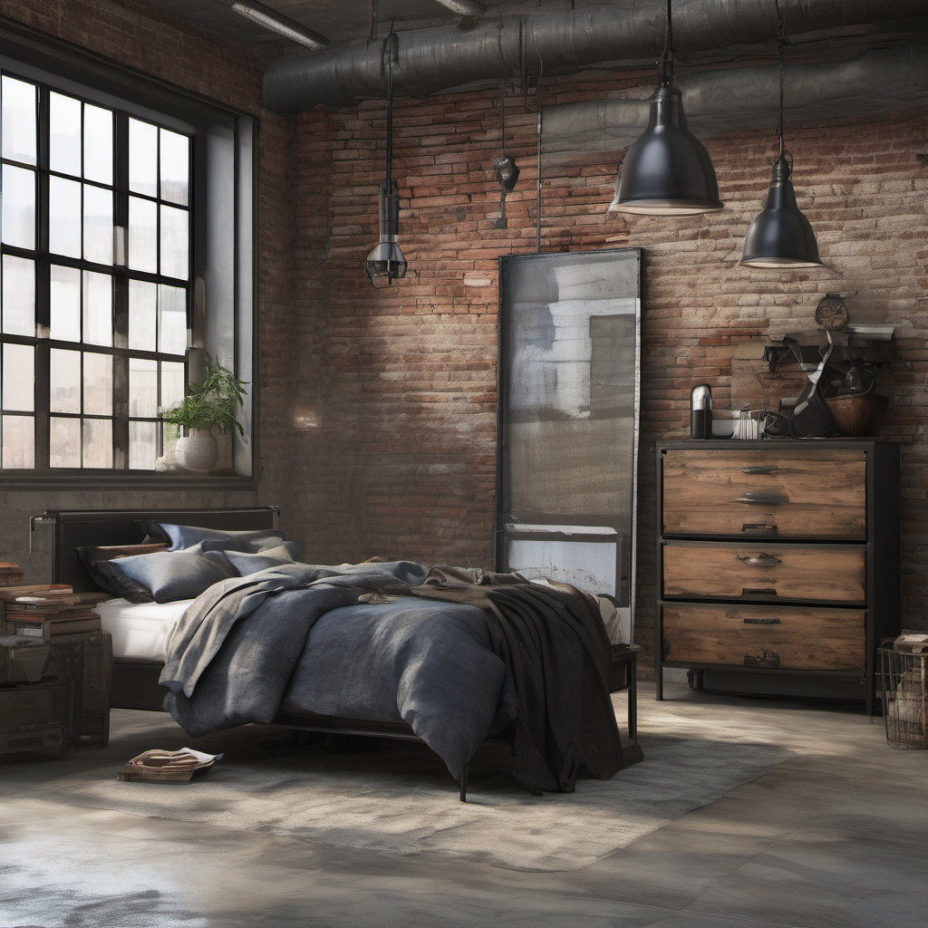 Charming Industrial Bedroom Design