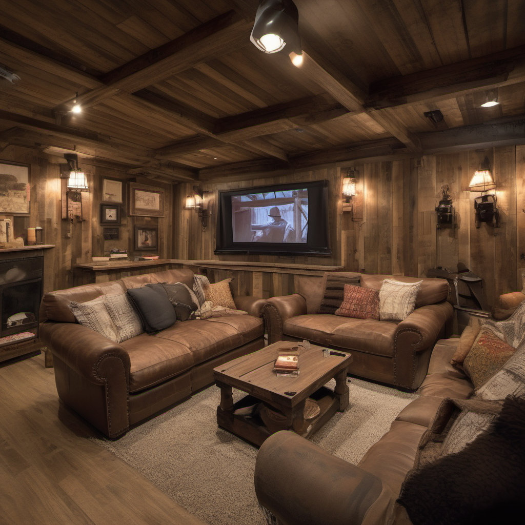 Cozy Farmhouse Home Theater