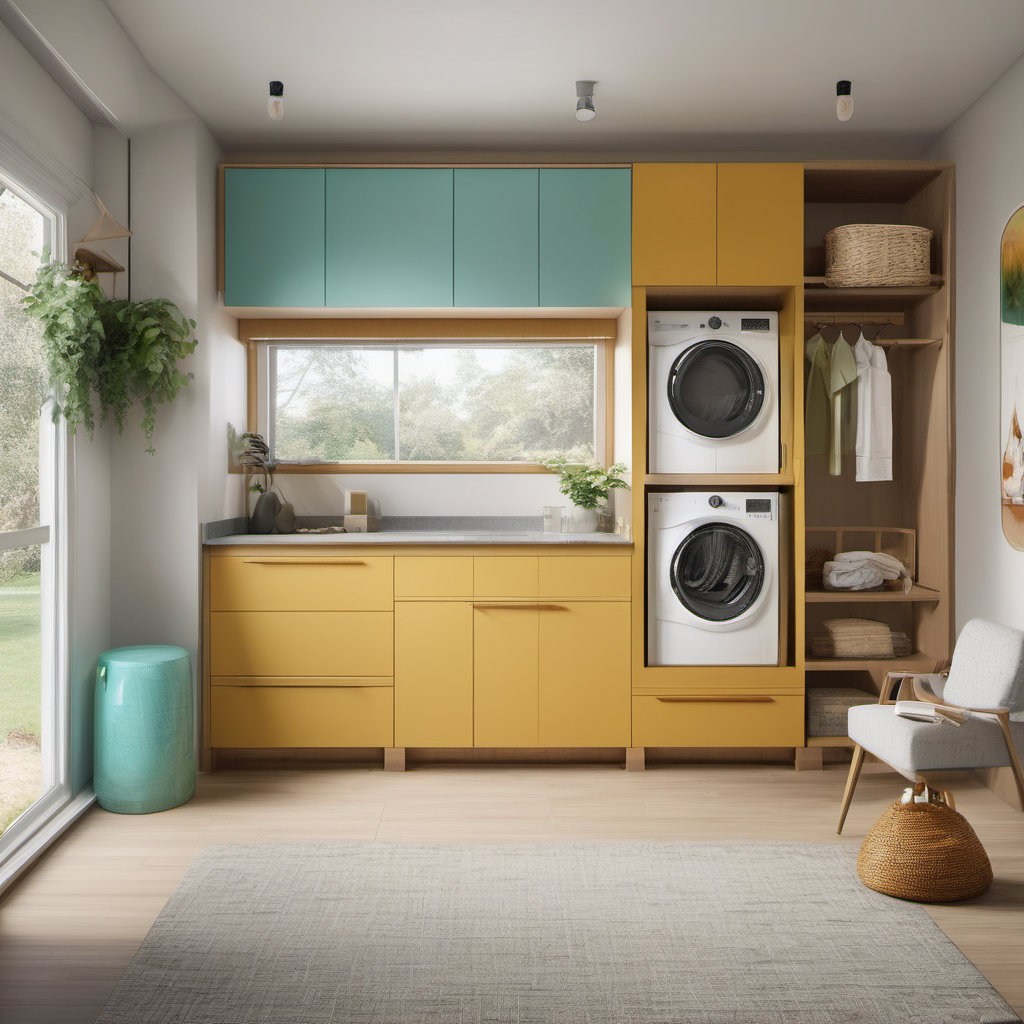 Stylish Mid-Century Modern Laundry Room
