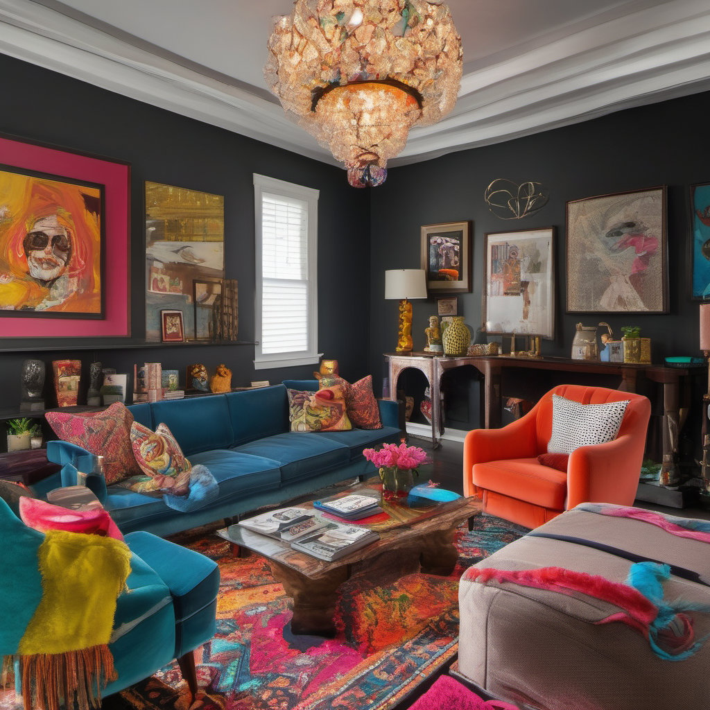 Vibrant Eclectic Home Theater