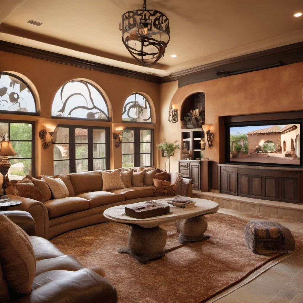 Mediterranean Style Home Theater