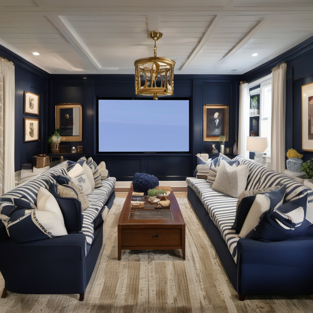 Stylish Preppy Home Theater