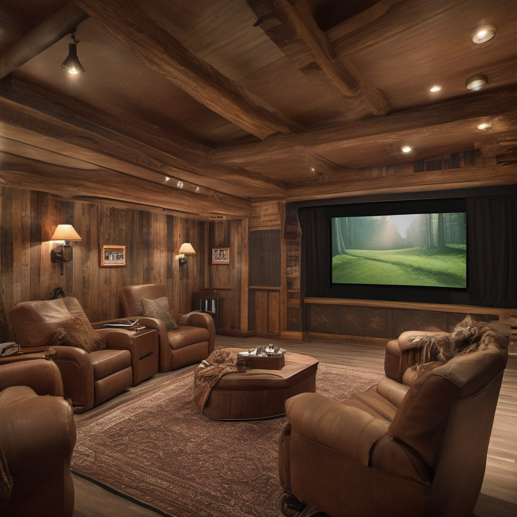 Cozy Rustic Home Theater Design