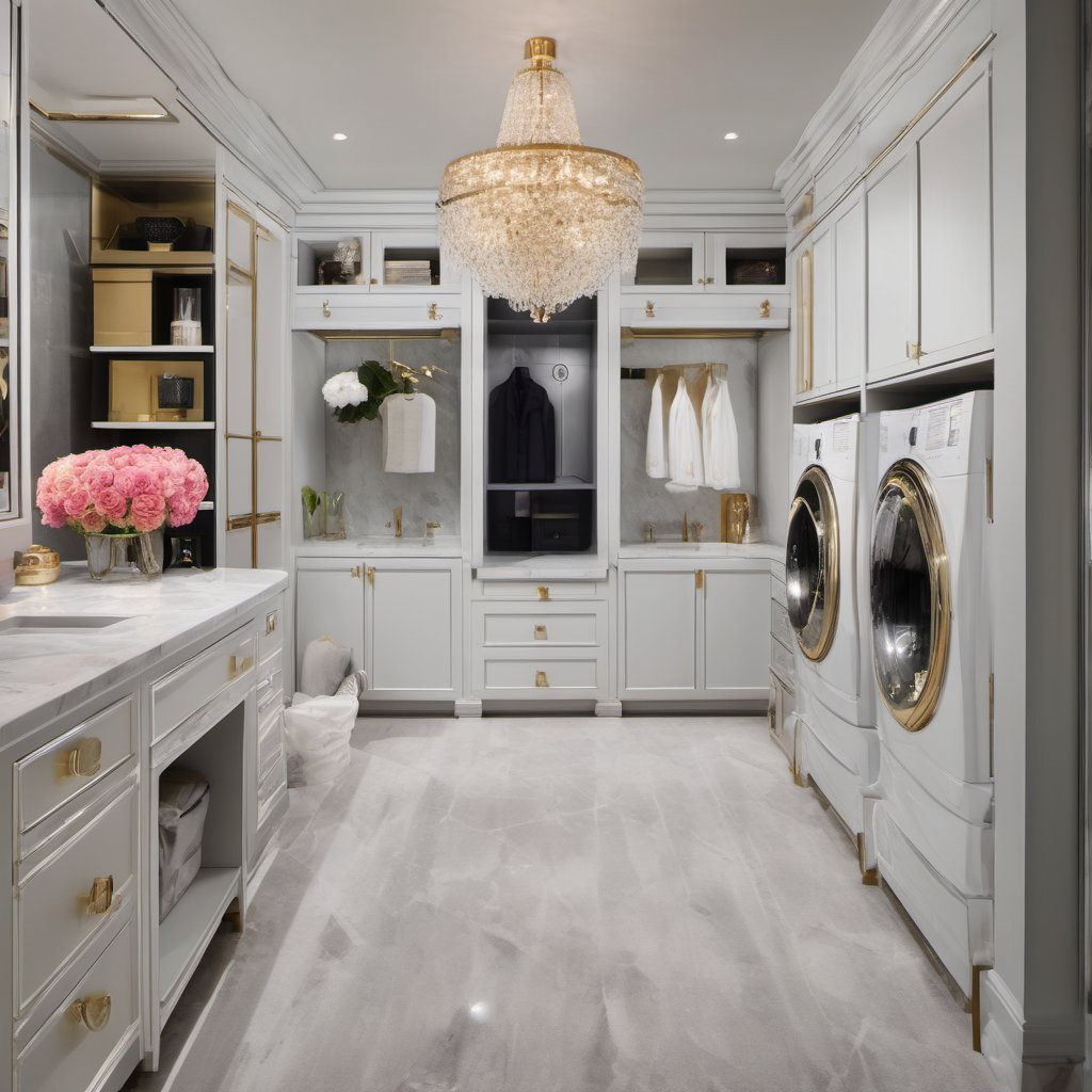 Chic Hollywood Regency Laundry Room