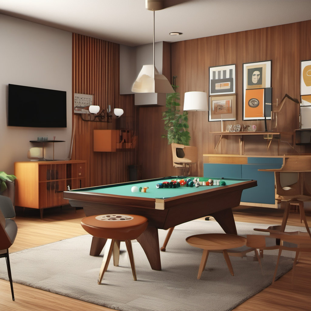 Stylish Mid-Century Modern Game Room