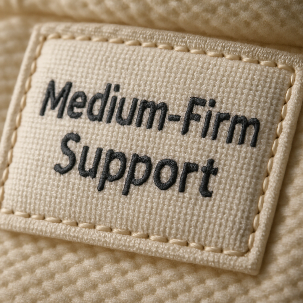 Mattress label indicating medium-firm support