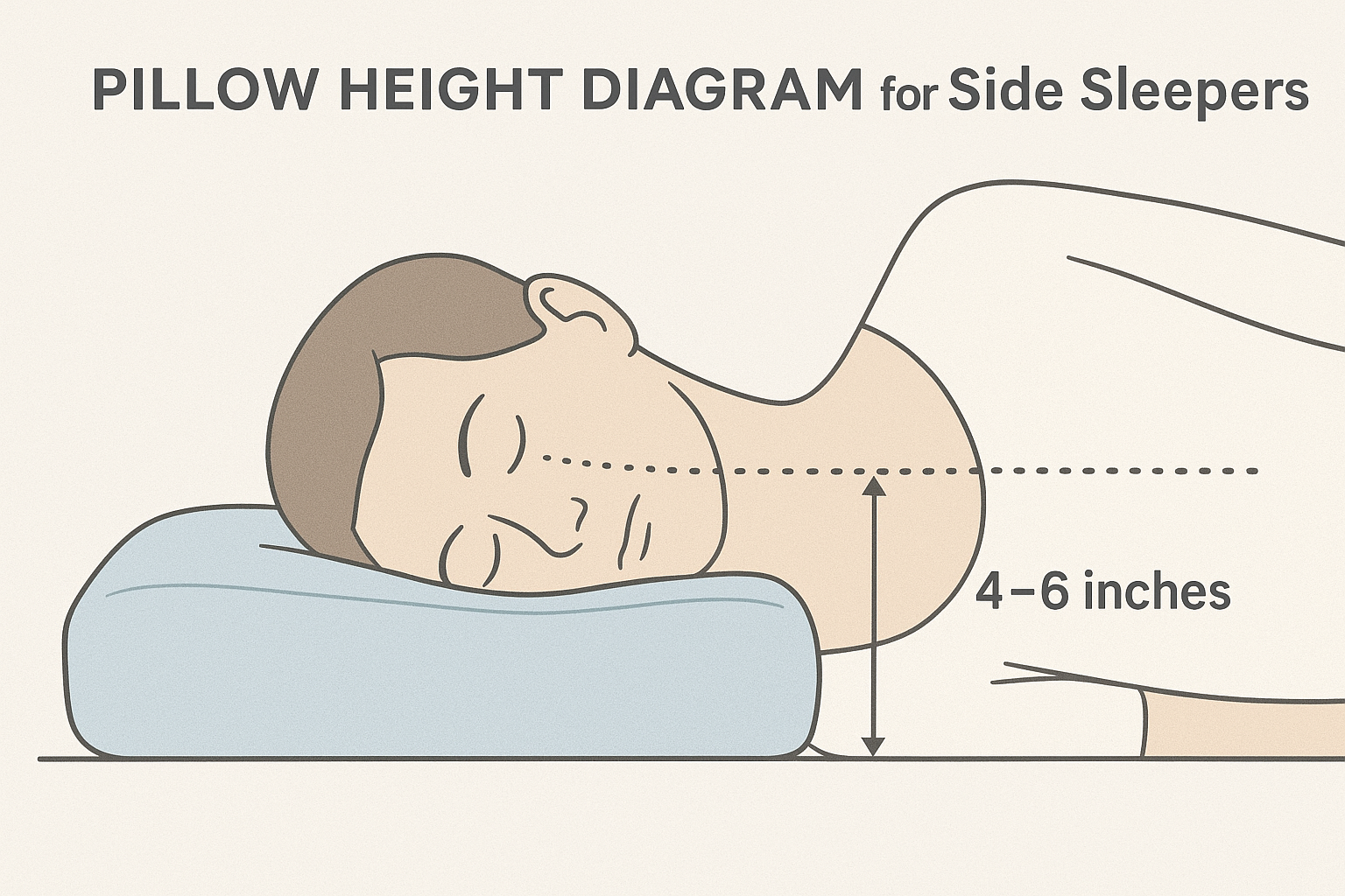 Diagram of correct pillow height for side sleeping