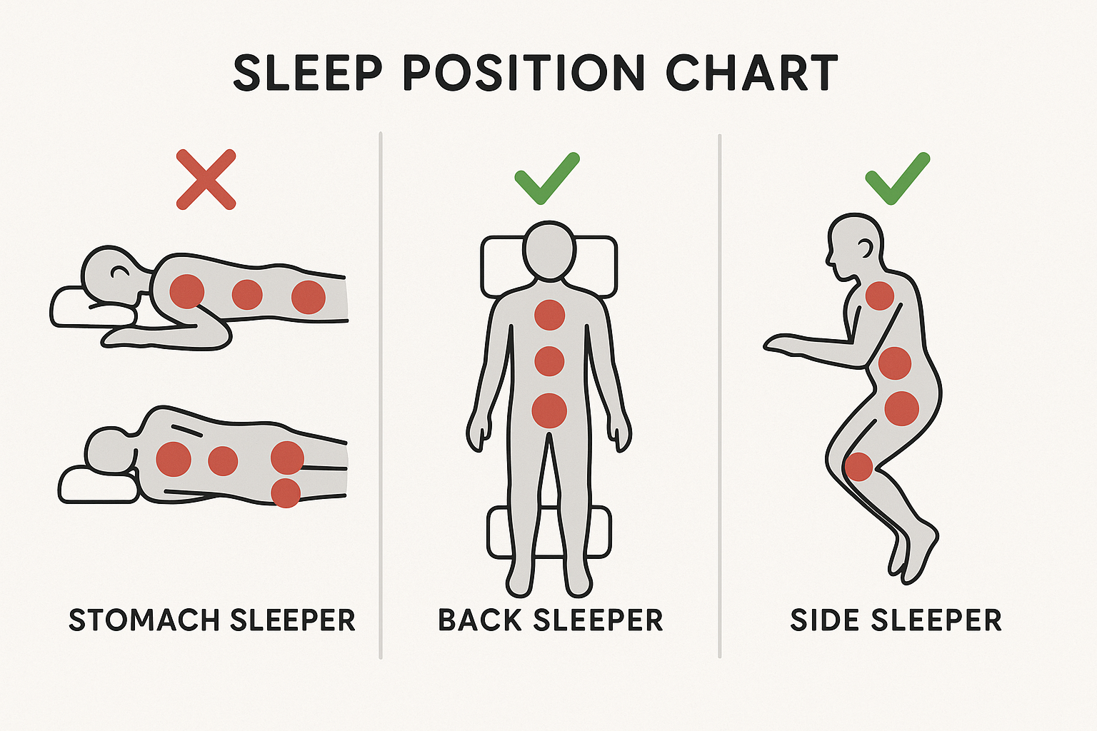 Sleep positions and pressure point indicators