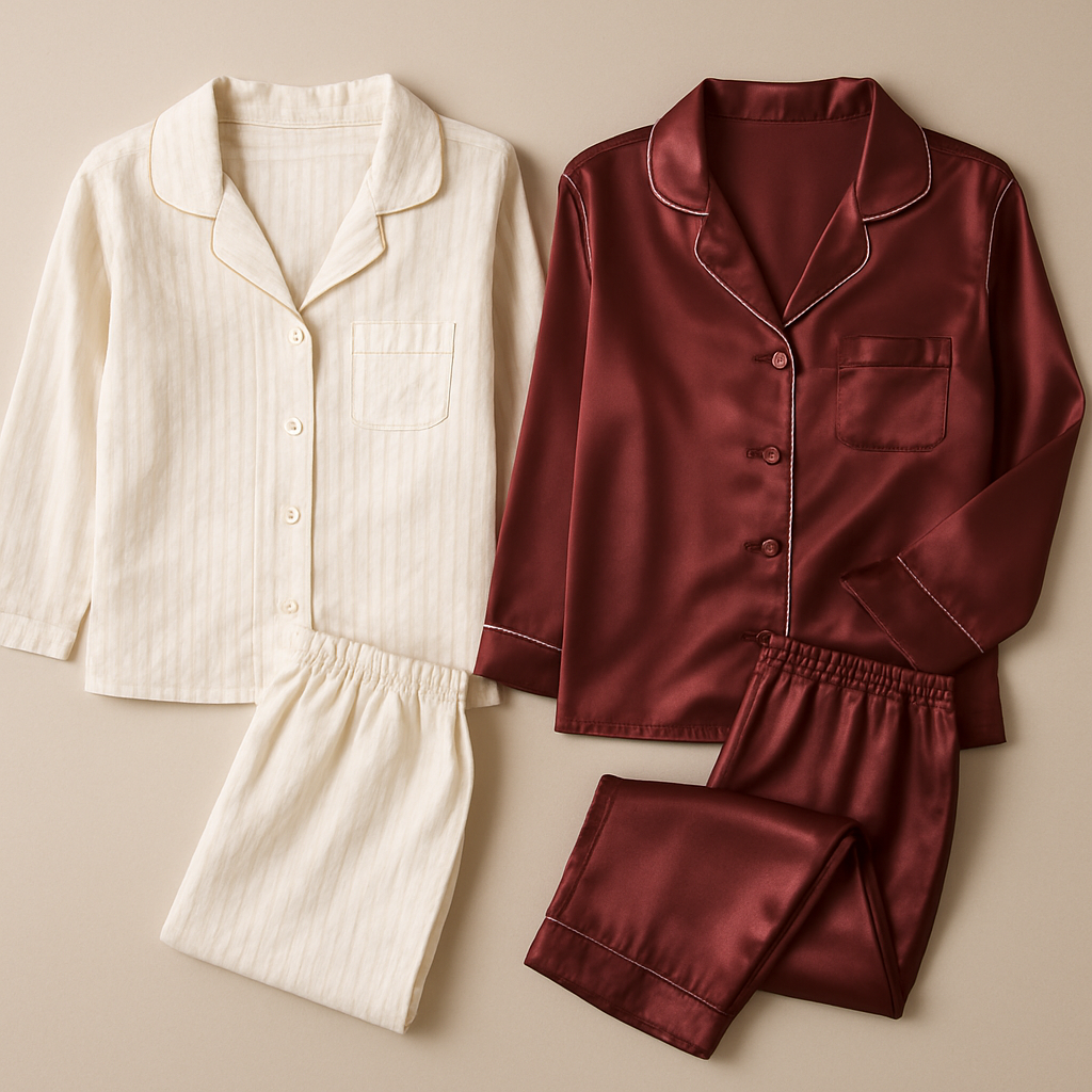 Breathable cotton vs synthetic pajamas side by side