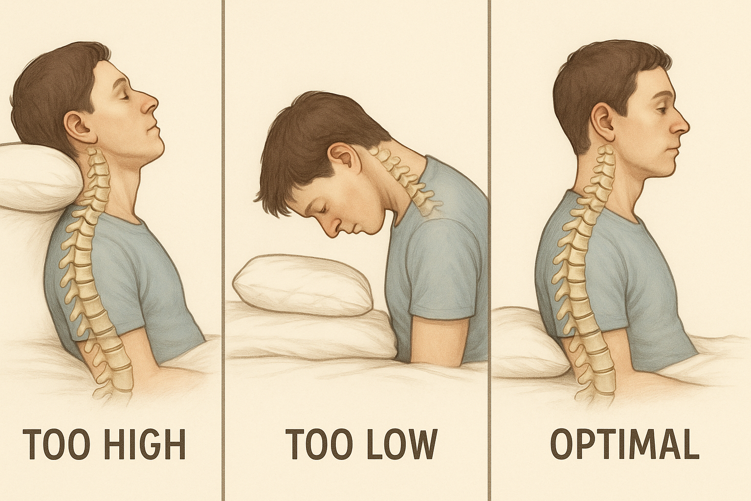 Neck alignment with different pillow heights