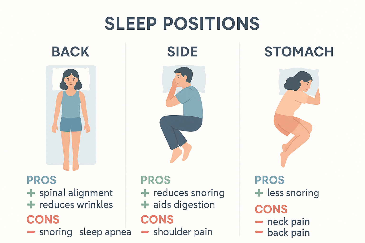 Sleep position comparison with pros and cons